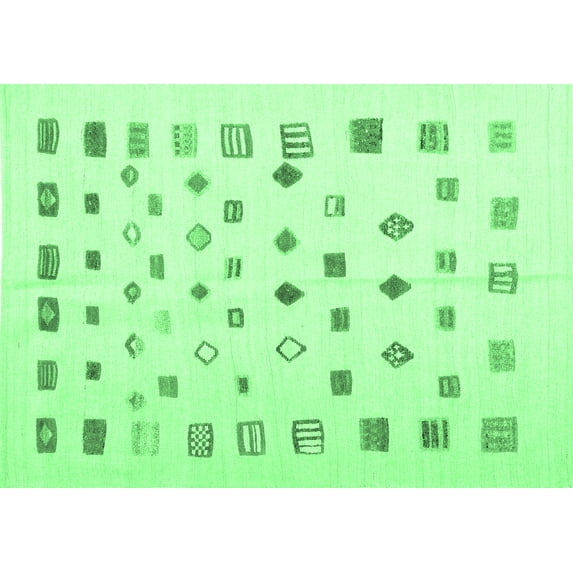 Ahgly Company Indoor Rectangle Abstract Emerald Green Contemporary Area Rugs, 7' x 10'