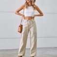 thumbnail image 2 of FAIWAD Jeans Cargo Amples Taille Haute pour Femmes par FAIWAD, Décontracté, Jambe Droite et Grand, 1, Taille g, 2 of 7