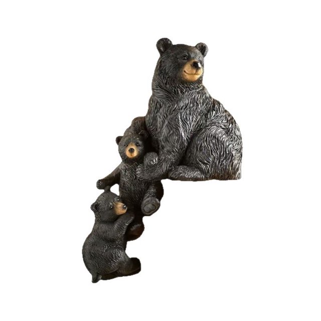 Escultura de resina para decoración de jardín, familia de osos negros, 14 cm