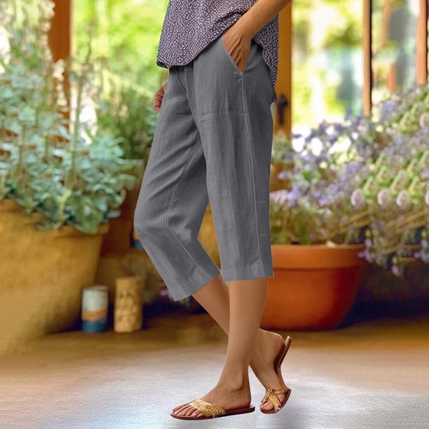 MKLEKYY Pantalones Cortos Casuales para Mujer, Elegantes y Estampados, Sueltos y de Un Cuarto.