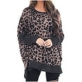 thumbnail image 2 of Qiopertar Pull Femme Col Rond Manches Longues Ample Imprimé Léopard Base Tops Offres de la Semaine Liquidation Moins de 5$ jusqu'à 90 % de Réduction, 2 of 9