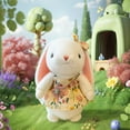 thumbnail image 3 of 11.8-Inch White Bunny Plush Toy with Floral Dress - Rustic Easter Stuffed Animal, Soft Comfort Doll for Baby Shower Gift, Nursery Decor & Easter Basket B, 3 of 5