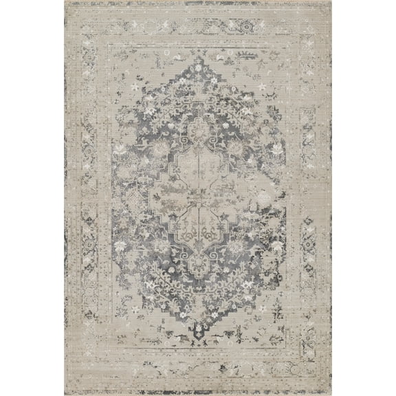 Momeni Cambridge Viscose and PES Medallion Charcoal Area Rug 2'2" X 3'11"