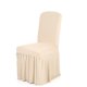 thumbnail image 1 of Funda para silla con volantes elásticos, ideal para bodas, banquetes y hoteles, en tono champán, resistente y fácil de limpiar., 1 of 7