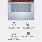 Dell Inspiron 16 Plus 7640 Laptop - 16.0-inch 16:10 2.5K (2560x1600) Display, Intel Core Ultra 7-155H Processor, 16GB DDR5 RAM, 1TB SSD, Windows 11 Home, Onsite & Migrate Service - Ice Blue