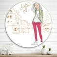 thumbnail image 2 of Designart 'Trendy Fashion Woman II' Children's Art Circle Metal Wall Art 36x36 - Disc of 36, 2 of 5