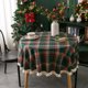thumbnail image 5 of Mantel redondo de 59 pulgadas, mantel a cuadros retro rojo y verde, resistente a las manchas, de poliéster, para mesas navideñas de invierno, para cocina, comedor, mantel pequeño para fiestas, picnic, 5 of 5