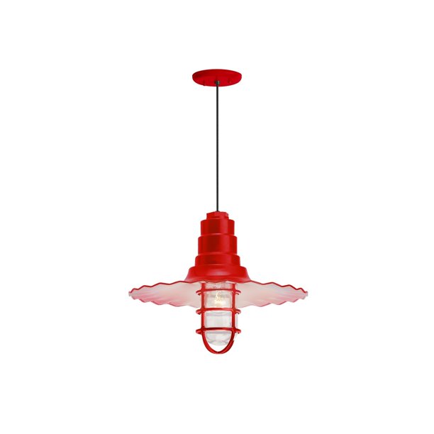 Troy Rlm Lighting Radial Wave Red Wire Guard Pendant 18 Inch Shade