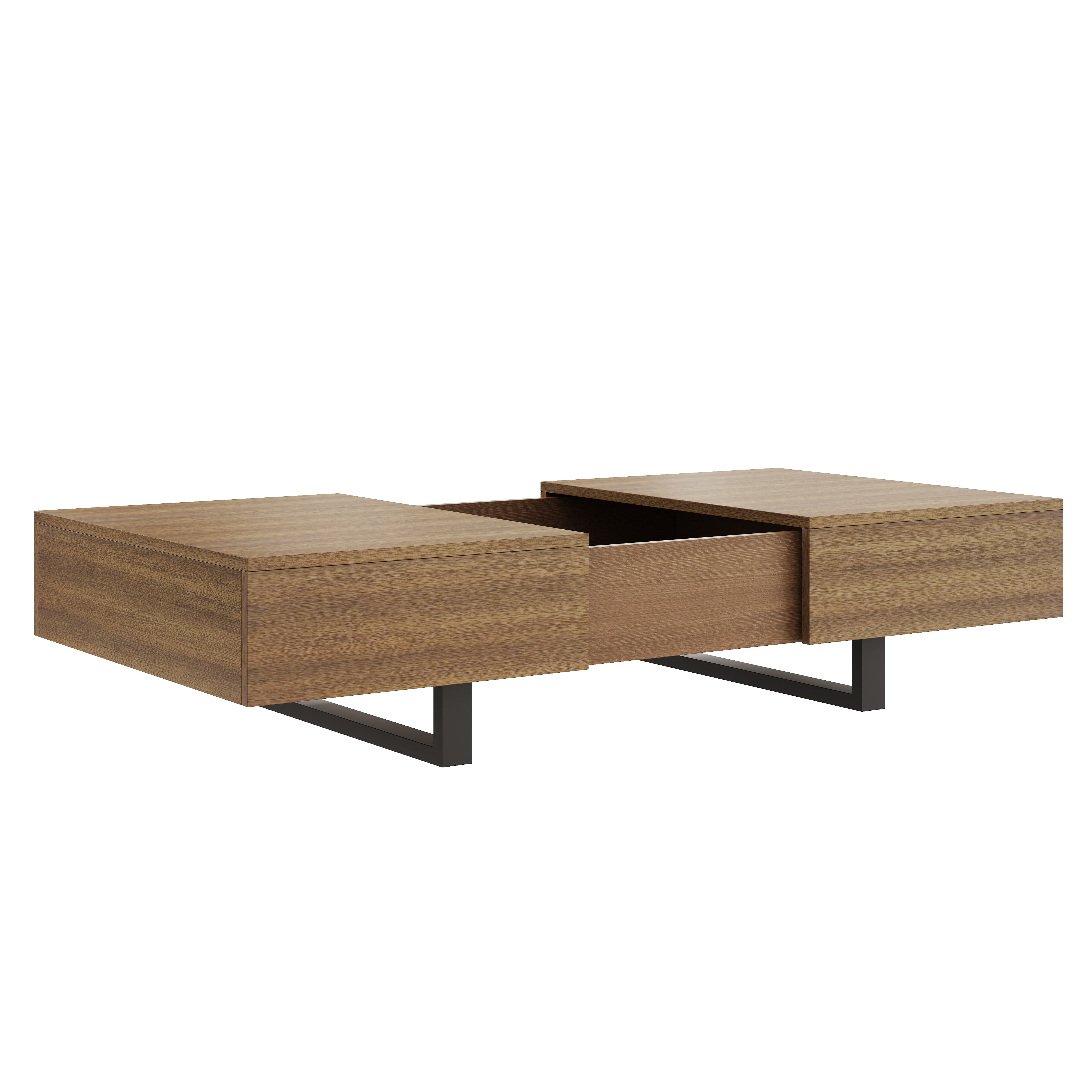 GARITIN Sliding Top Coffee Table with Hidden Storage, Expandable Wood Tabletop, Modern Mid-Century Coffee Table with Storage Compartment for Living Room, Walnut