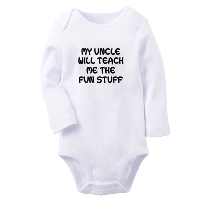 iDzn My Uncle Will Teach Me The Fun Stuff Funny Rompers, Newborn Baby Unisex Bodysuits, Infant Jumpsuits, Toddler 0-12 Months Kids Long Sleeves Oufits