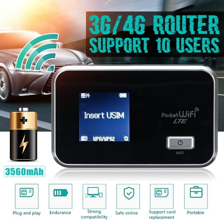 Portable Router 4G/3G Wifi Wireless Router Mobile Broadband Hotspot SIM Card Slot Unlocked, Not Support 3G:850 1900 MHz, Support 4G: 1700MHz / 3G: 1700MHz, (Best Portable Wifi Router 2019)