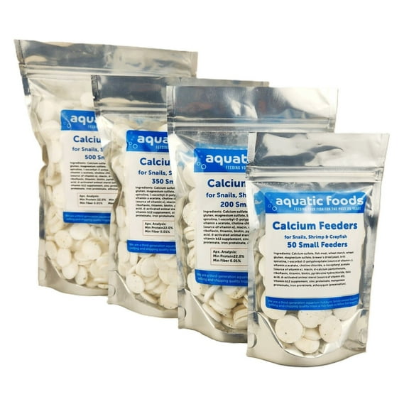 Calcium Enriched small Feeder Disks for Shrimp, Snails, Crabs, Crayfish, Hermit Crabs, Bottom Fish and All Tropical Fish - 50 Count Bag of Smalls