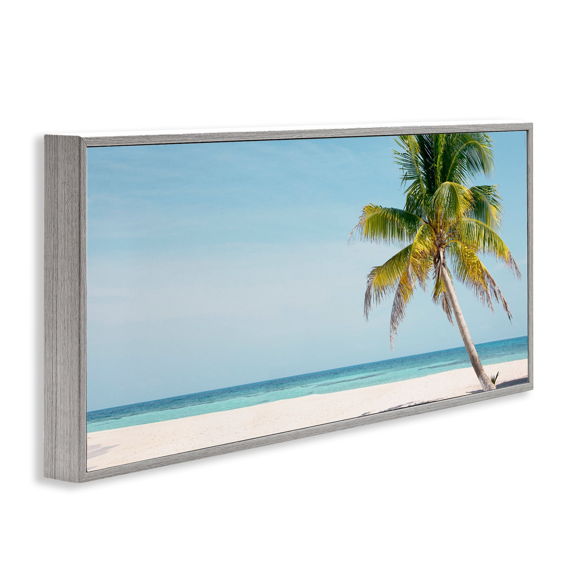 Stupell Industries Tropical Island Palm Tree Gray Framed Giclee Art, design by Danita Delimont