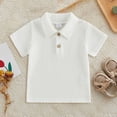 thumbnail image 2 of NIEWTR Toddler Boys Short Sleeve Polo Shirt School Uniform Solid Color Basic Button Front Soft Fabric Sizes 6T 7T 8T 9T 10T 11T 12T(A-White,3-4 Years ), 2 of 6