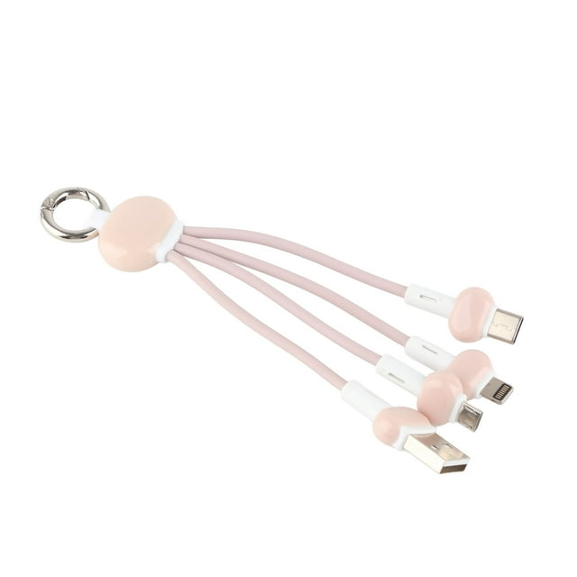 Llavero de carga multi del silicón del cable 3 en 1 cable de la carga compatible para USB micro/tipo C