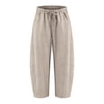 thumbnail image 3 of Women's Pants Elastic Waist Loose Banana Shaped Cropped Summer Pants for Women Beige L, 3 of 6