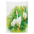 thumbnail image 3 of Ambesonne Duck Tablecloth Rectangular Table Cover, Goose Farm Lake Plants, 52"x70", Green and White, 3 of 4