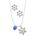 thumbnail image 1 of Delight Jewelry Blue Crystal Heart Silver tone Snowflake Charm Necklace and Stud Earrings, 1 of 4