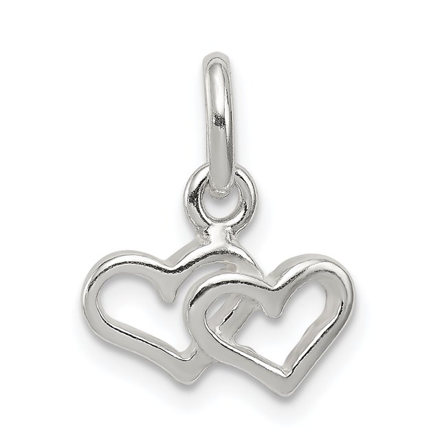 925 Argent Sterling Double Coeur Pendentif Pendentif Amour Multiple