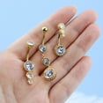 thumbnail image 3 of OUFER 316L Surgical Steel Belly Button Rings Round Clear CZ Belly Rings Navel Rings Belly Piercing Body Piercing Jewelry-Gold Plated, 3 of 3