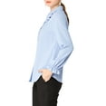 thumbnail image 5 of MODA NOVA Junior's Sweet Ruffle Peter Pan Collar Button Up Shirt Light Blue XXL, 5 of 6
