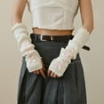 thumbnail image 1 of Warm Arm Sleeves For Leisure Comfort With Bow —Fingerless Design To Keep Hands Warm In Cozy Winter Moments For Everyday Use, 1 of 3