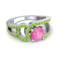 thumbnail image 3 of 2.50 Carat Round Cut Pink Sapphire & Peridot Gemstone Beautiful Proposal Ring for Women Solid 14K White Gold Size 9 by Diamond-Capitals, 3 of 8