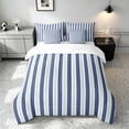 thumbnail image 3 of Manfei Classic Stripe Full Size Bedding Sets,Modern Geometric Full Size Bed in a Bag, Navy Green White, Reversible 7pcs, 3 of 6