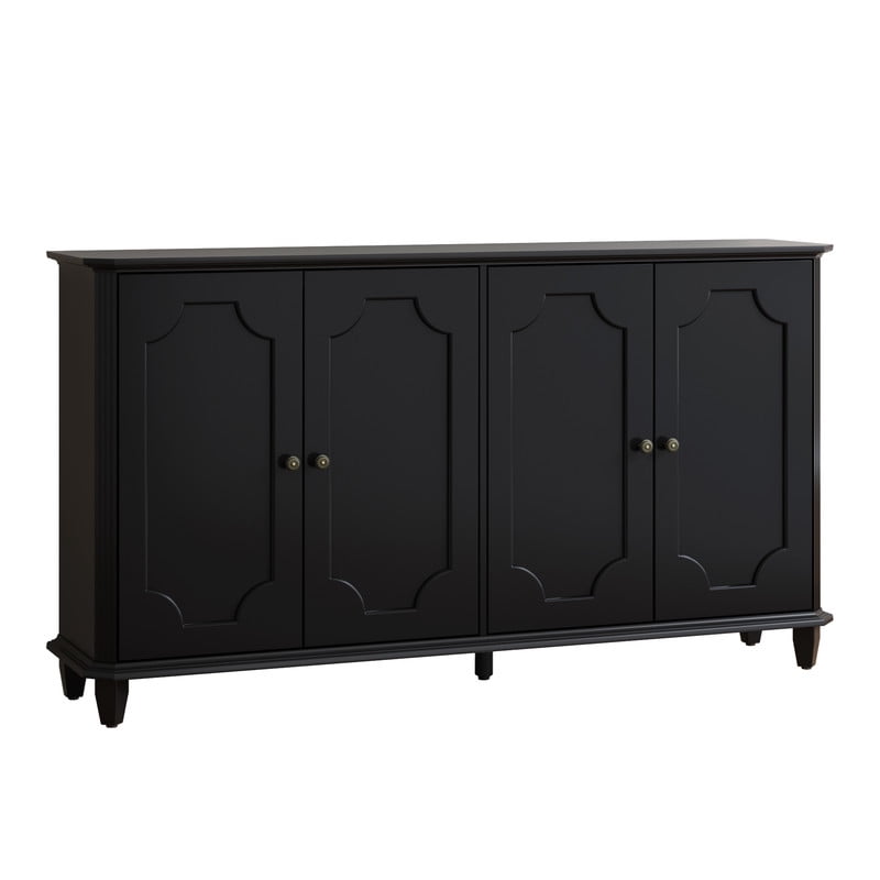 Vintage Farmhouse Buffet Sideboard Cabinet, 4 Embossed-Door Storage Cupboard, Versatile Cabinet with Adjustable Shelf