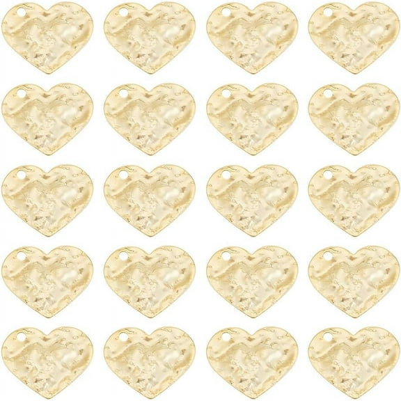 20 Pcs Real 18k Gold Plated Heart Charms Brass Stamping Tag Love Pendants Shiny Metal Love Necklace Charms for Jewelry Making 1.8mm Hole Gold