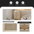 thumbnail image 3 of Bohemian End Table 3 Drawers Chest 4 Tapered Solid Wood Legs Rattan Nightstand Dressing Table Sofa Side Table Suitable for Bedroom, Living Room, Study Room, 3 of 9