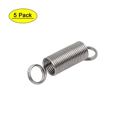 

0.6mmx6mmx25mm 304 Stainless Steel Tension Springs Silver Tone 5pcs