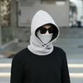 thumbnail image 2 of iHPH7 Ski Mask Hat with Scarf Attached Hat Scarf Winter Scarf Warm Hat One Piece Cold Scarf Hats Windproof Scarf Hats Gray One Size, 2 of 5