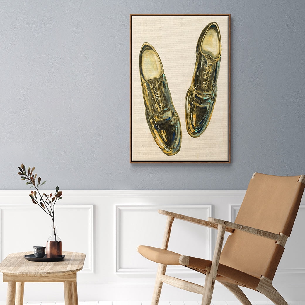 The Shoe Fits I V1 Framed Premium Gallery Wrapped Canvas - Ready to Hang - 25 x 37 - Walnut Floating Frame