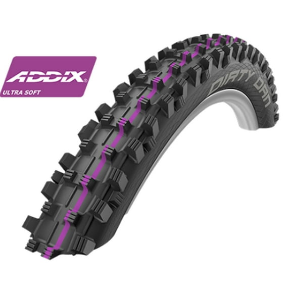 Schwalbe Dirty Dan HS 417 Addix Ultra Soft Super Gravity Tubeless Easy Mountain Bicycle Tire - Folding (Black - 27.5x2.3