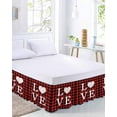 thumbnail image 3 of Valentine's Day Bed Skirt King Size 18 Inch Drop, LOVE Red Black Background Adjustable Elastic Dust Ruffles Bedskirt for King Bed Wrap Around Pleated Mattress Frame Cover, 3 of 9