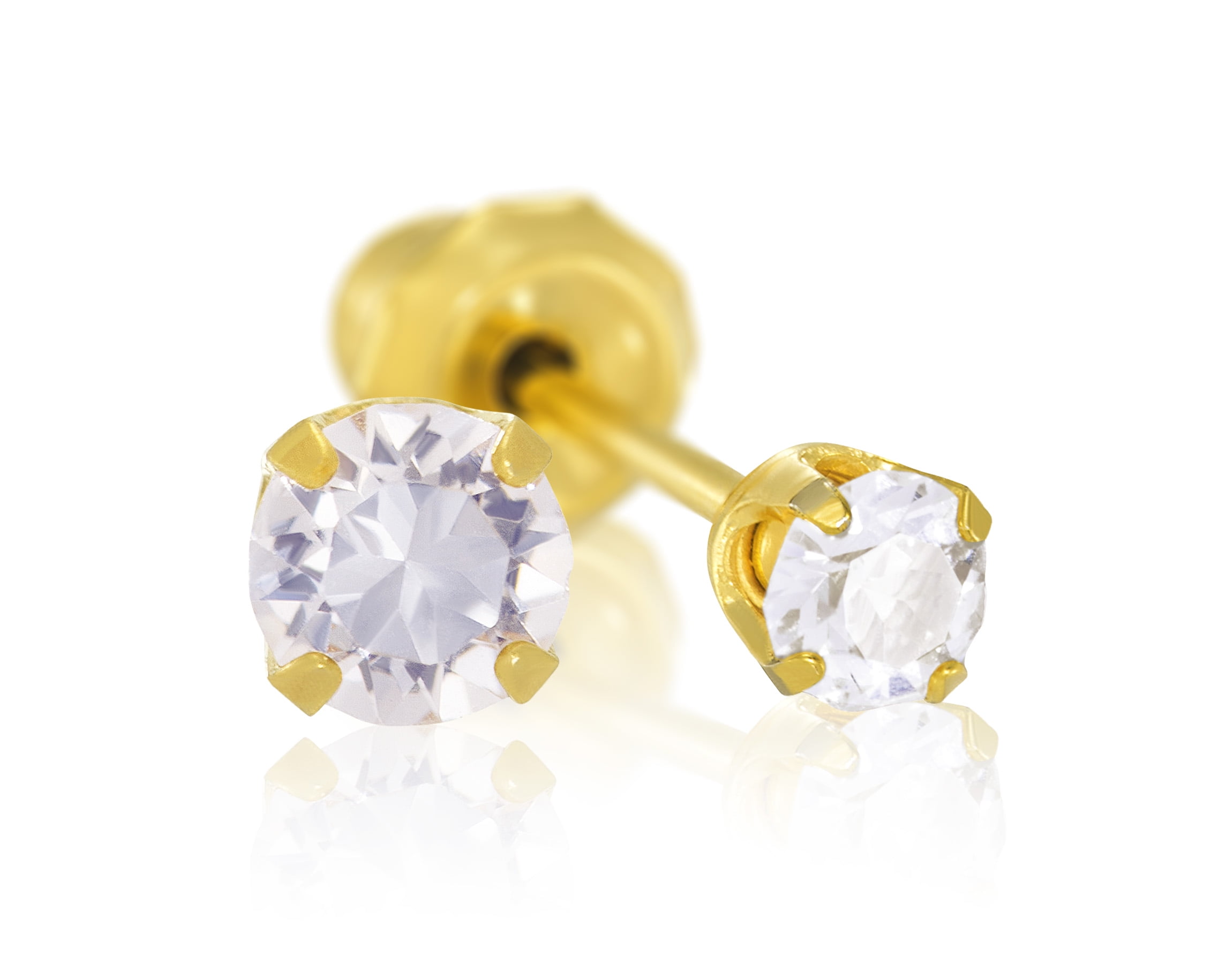 Inverness Home Ear Piercing Kit 24k Gold-Plated Stainless Steel 3mm Clear CZ for All Genders and Ages 18 and Up