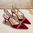 thumbnail image 4 of 2024 principios de primavera Baotou sandalias de diamantes de imitación correa femenina Stiletto estilo de hadas tacones altos zapatos de boda rojos-6cm 35, 4 of 5