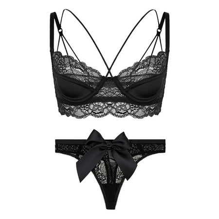 

Varsbaby Women s Unlined Underwire Bra and Thongs with Bow Sets