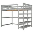 thumbnail image 5 of Euroco Solid Wood Full Size Loft Bed with Desk and 4-Tier Storage Shelves for Kids Teens Adults Bedrrom, Gray, 5 of 15