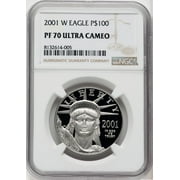 2001-W $100 One-Ounce Platinum Eagle Statue of Liberty Brown Label NGC PF70