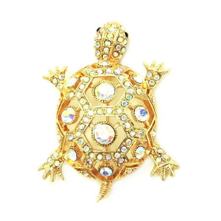 Turtle Pin - Sparkling AB Crystal Lucky Turtle Pin Brooch