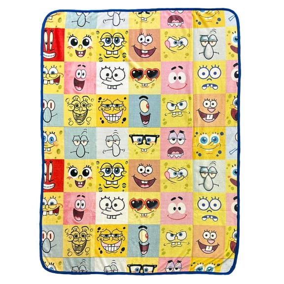 Nickelodeon SpongeBob SquarePants Blanket Patrick Sandy Squidward Plankton Expressions Throw 45" X 60"
