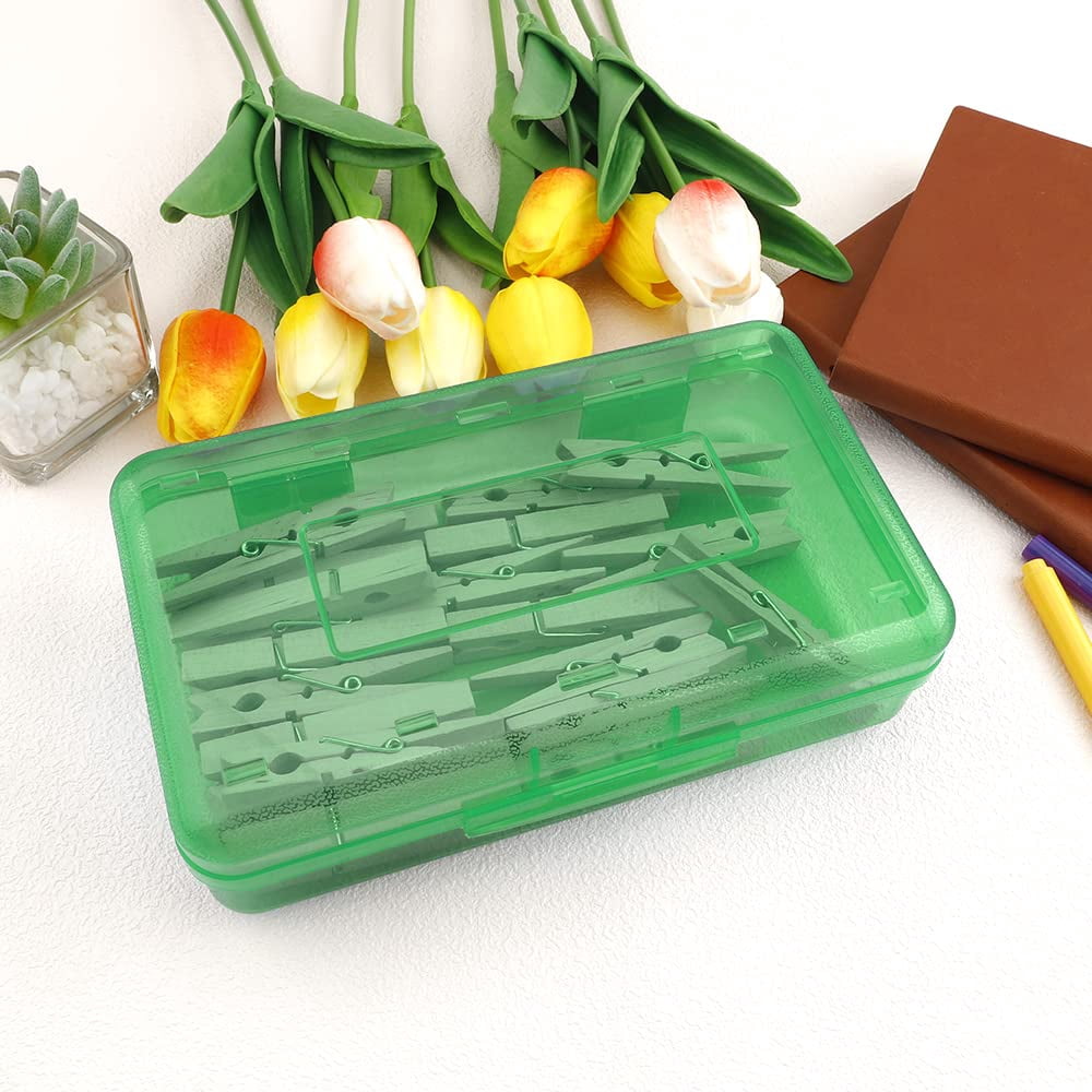 Pencil Box, Large Capacity Clear Pencil Case, 1 Pack Hard Pencil Case, Clear Crayon Box with Snap-tight Lid Stackable Design, Plastic Storage Box for Office Supplies, Pink