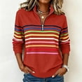 thumbnail image 2 of Winter Sweatshirt For Women Casual Half-zip Fashion Tops Striped Loose Stand-up Collar Long-sleeved Oversized Pullover Sweatshirts Casual Fall Clothes, 2 of 7