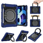 Drop Proof Rugged Case for Apple iPad Pro 11 Inch (3rd Generation 2021/ 2nd Gen 2020/ 1st Gen 2018 Tablet) - Heavy Duty Protection Shockproof Hard Case with Handle / Stand (Dark Blue)