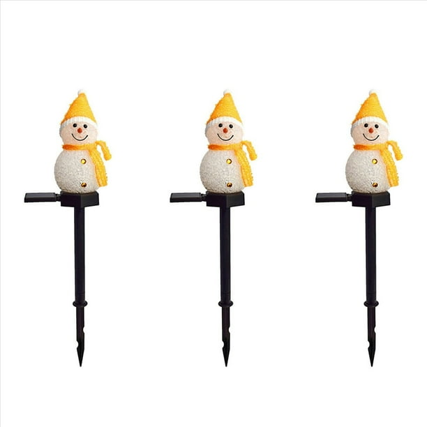 3X MuñEco de Nieve Luces Solares Navidad con EnergíA Solar LED MuñEco de Nieve DecoracióN de Luz LáMparas de Estaca de JardíN Al Aire Libre Navidad Amarillo