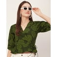 thumbnail image 5 of Moomaya Printed Wrap Tops For Women, V-Neck Cotton Casual Chic Top, 5 of 9