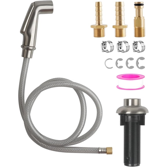 Universal Fit Kitchen Faucet Sprayer Attachment/Hose/Holder Set Compatible with Moen/Delta Faucet Sprayer Replacement, Kitchen Sink Side Sprayer Head, Brushed Nickel