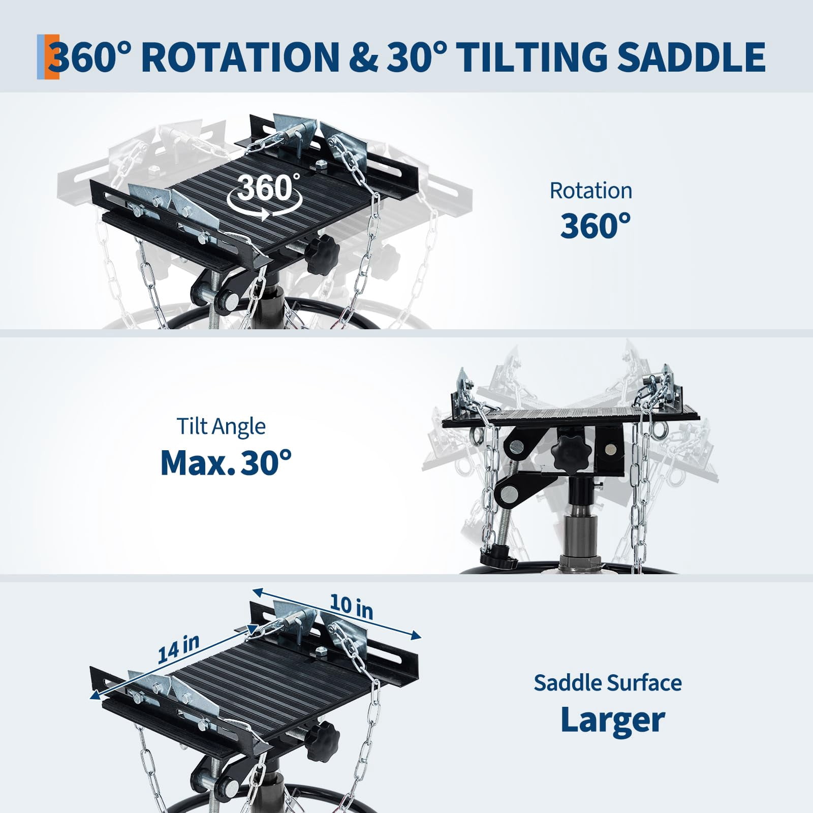 1322 LBS Hydraulic Transmission Jack, 33.5-70 Inch Lift Height with 360° Swivel Wheels & Foot Pedal, Telescoping Jack Stand with 30° Tilt Saddle for Cars, Light Trucks